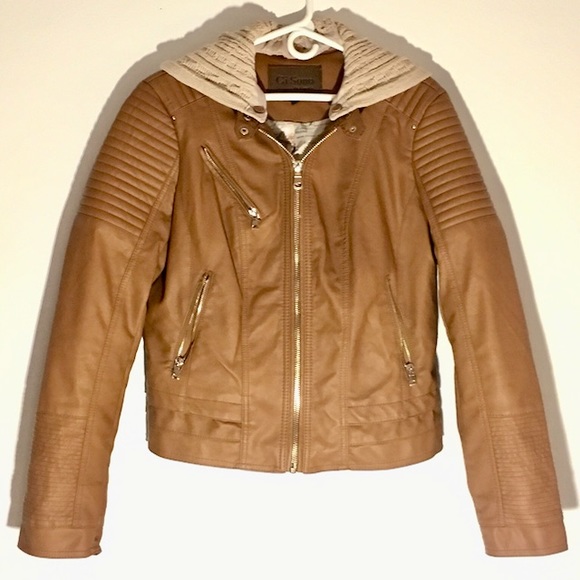 Ci Sono Cavalini Camel Faux Leather Jacket - Picture 1 of 8